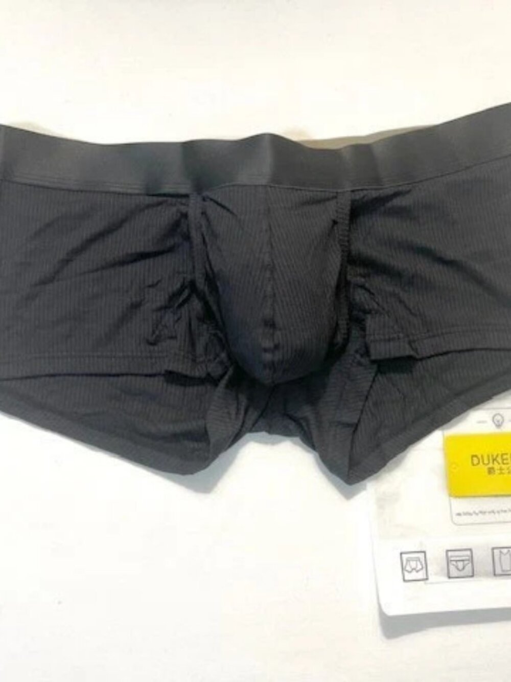DUKEBOY - Size L- Ribbed Viscose Breathable Pouch Boxer Briefs/ Trunks - Black